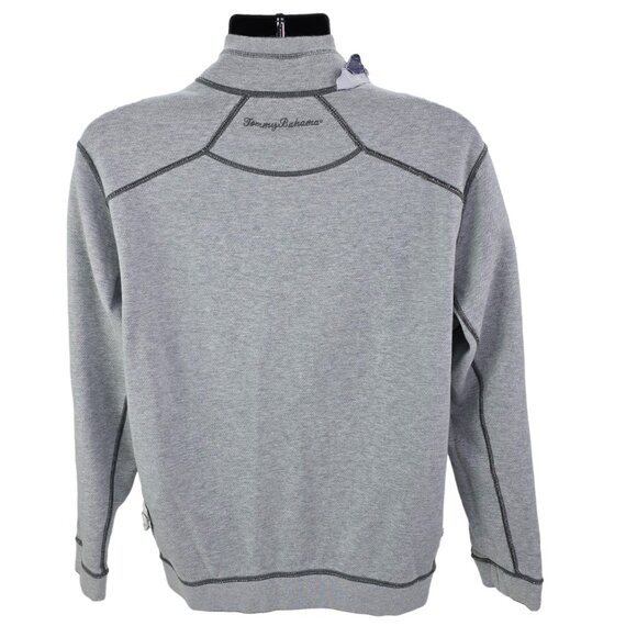 Tommy Bahama Sweater Men's Large Gray Reversible 1/4 Zip Casual Relax Golf Dad - Picture 3 of 6